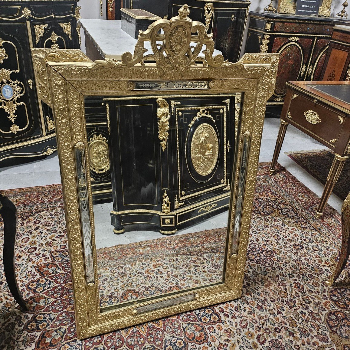 Large Mirror Or Mirror In Gilded Wood And Stucco From The Napoleon III Period Napoleon 3-photo-4