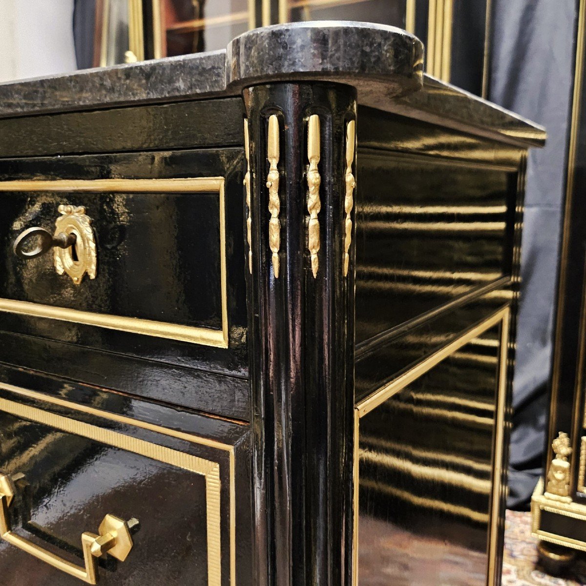 Rare Commode époque Napoléon III Avec Ornementation De Bronzes Dorés -  Napoleon 3 Boulle-photo-3