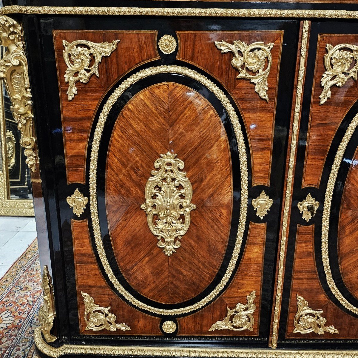 Large 2-door Marquetry Sideboard Signed "diehl" Period Napoleon III - Napoleon 3 Boulle-photo-6