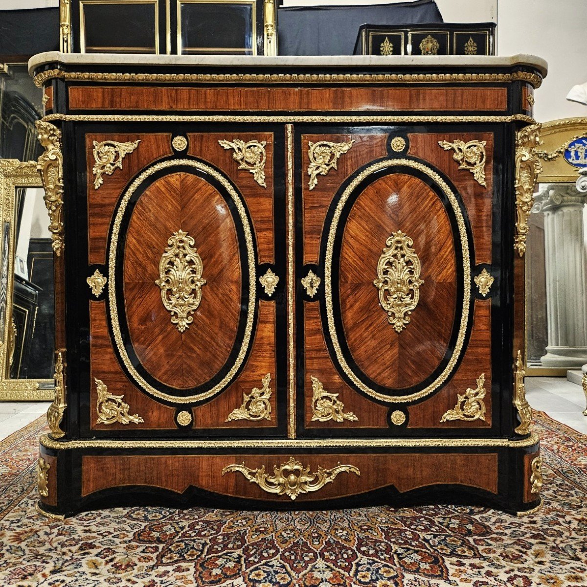 Large 2-door Marquetry Sideboard Signed "diehl" Period Napoleon III - Napoleon 3 Boulle