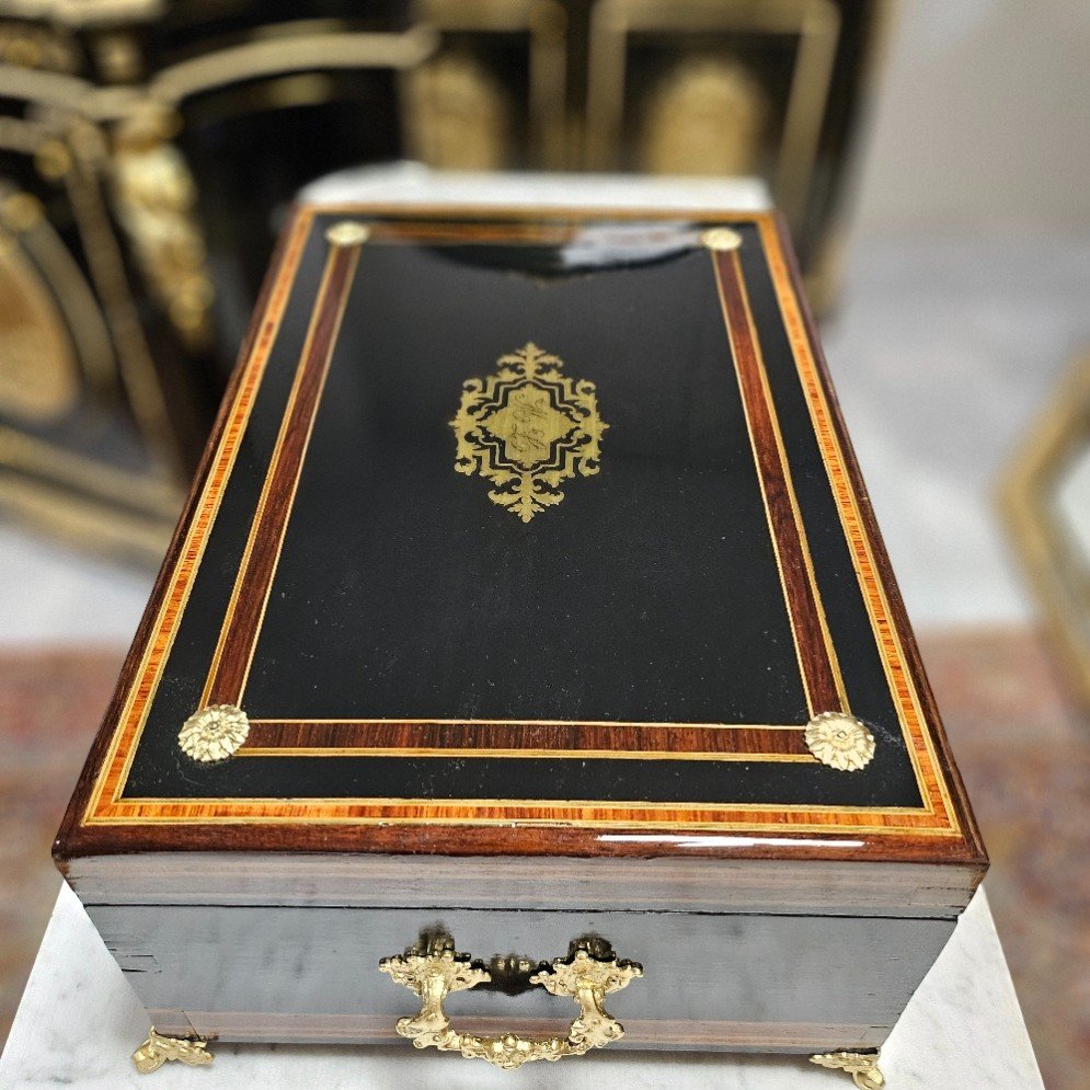 Rare Large Watercolour Box In Boulle Marquetry, Napoleon III Period Napoleon 3-photo-2