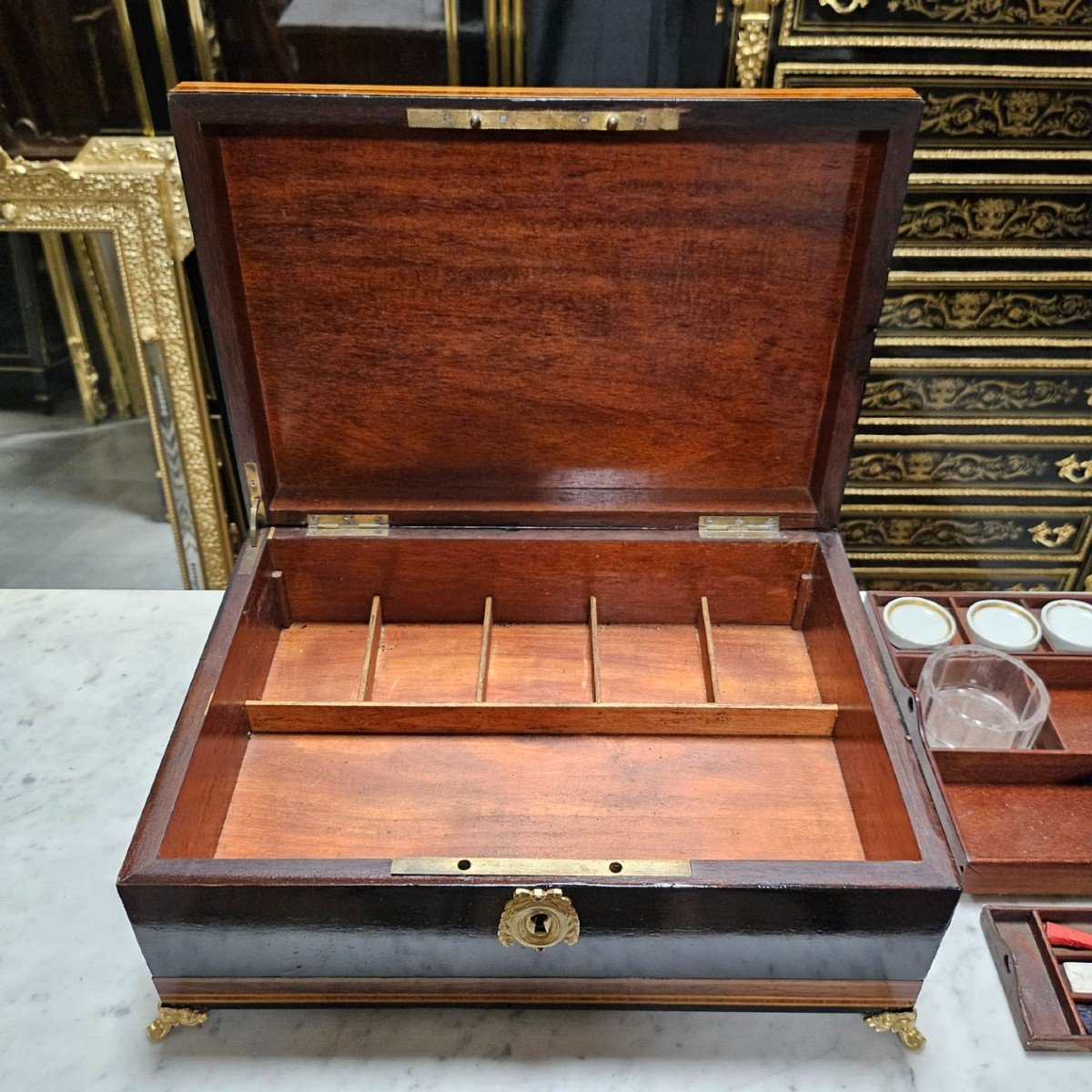 Rare Large Watercolour Box In Boulle Marquetry, Napoleon III Period Napoleon 3-photo-5