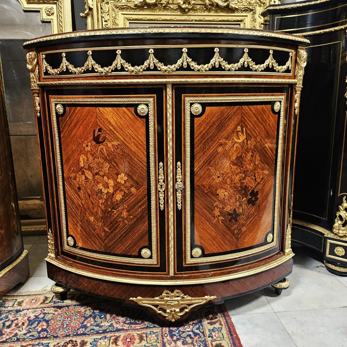 Rare Encoignure 2 Portes  Marqueterie Boulle époque Napoléon III Napoleon 3 Estampillée Diehl-photo-4