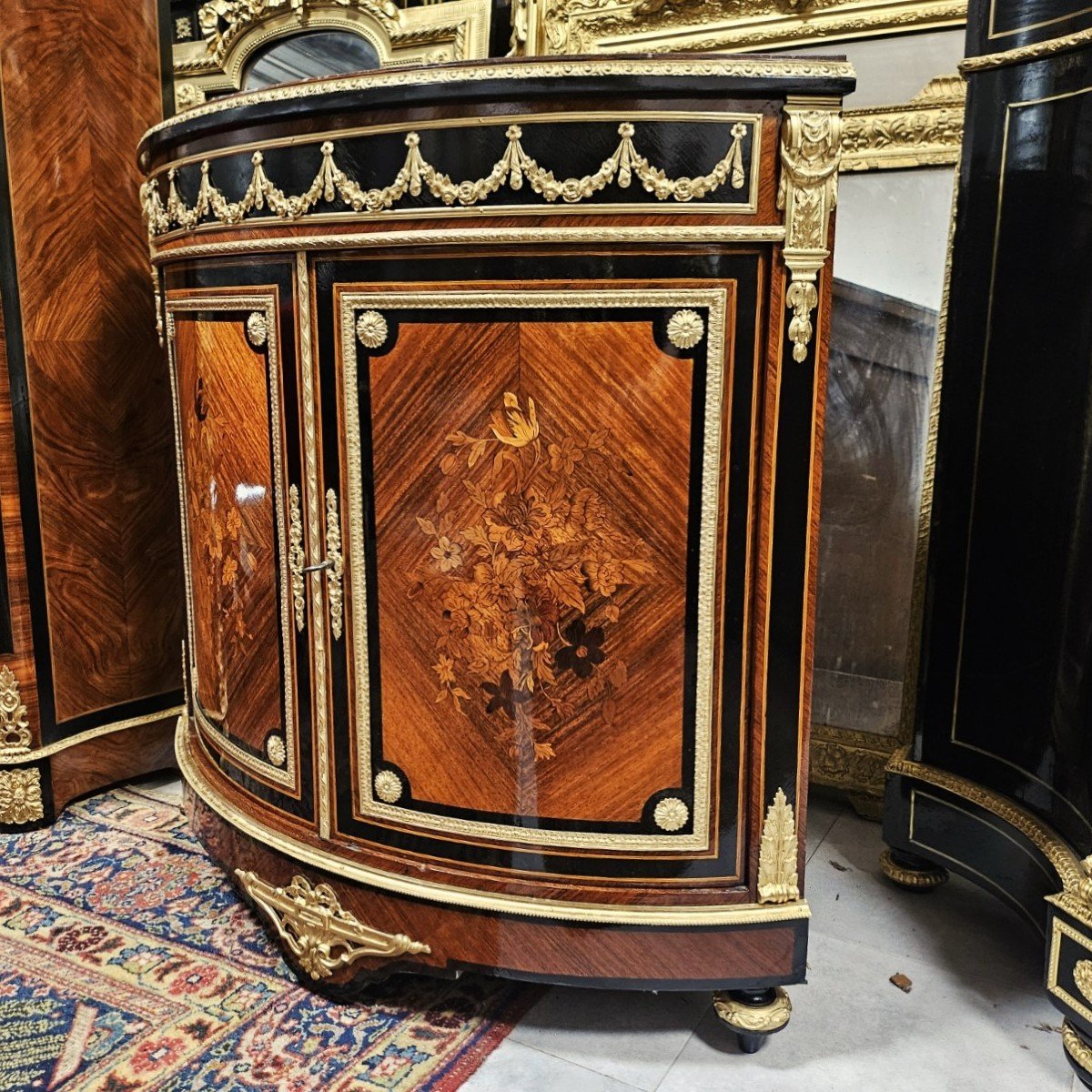 Rare Encoignure 2 Portes  Marqueterie Boulle époque Napoléon III Napoleon 3 Estampillée Diehl-photo-6