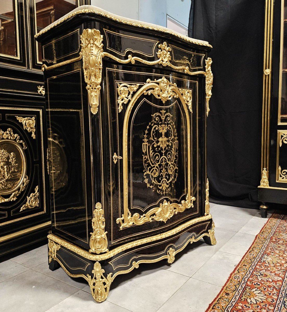 Meuble d'Appui Une Porte En Marqueterie Boulle époque Napoléon III Napoleon 3-photo-2