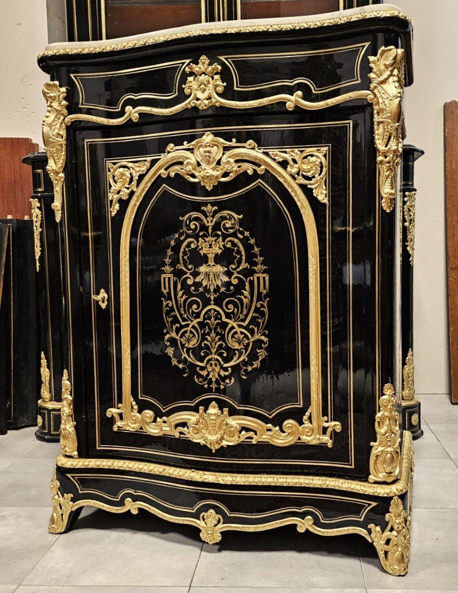 Meuble d'Appui Une Porte En Marqueterie Boulle époque Napoléon III Napoleon 3