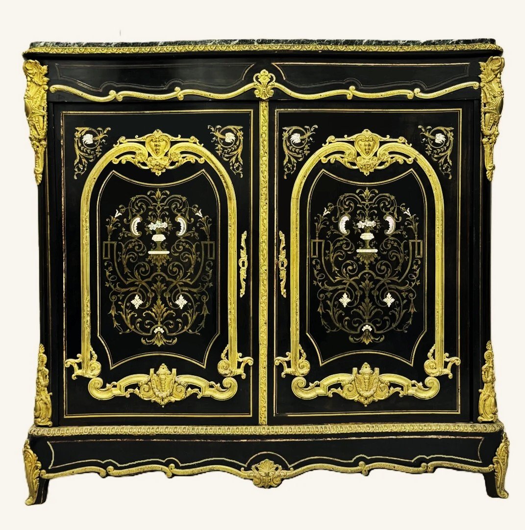 Two-door Sideboard In Boulle Marquetry 3 Materials Napoleon III Period Napoleon 3