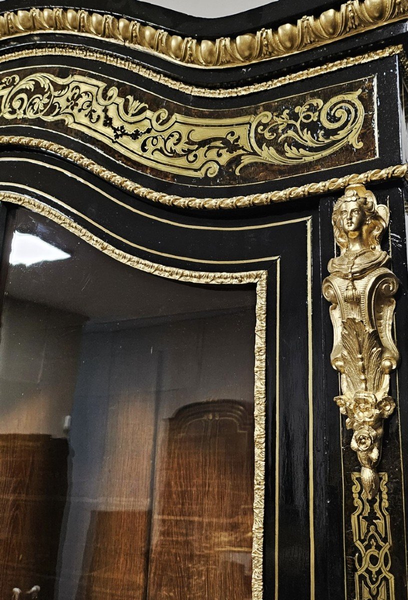  Grande Vitrine ou bibliothèque Estampillée Befort En Marqueterie Boulle Napoléon III Napoleon-photo-2