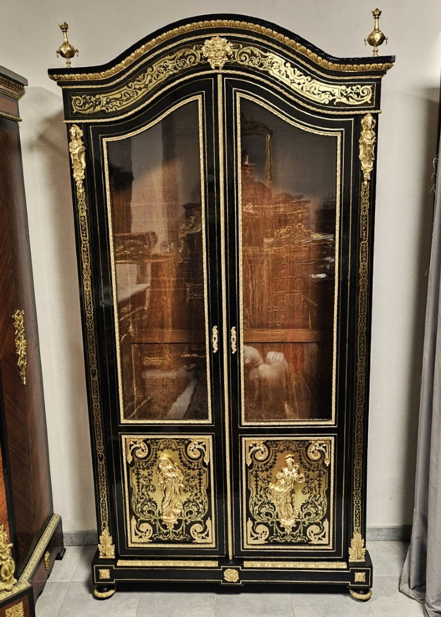  Grande Vitrine ou bibliothèque Estampillée Befort En Marqueterie Boulle Napoléon III Napoleon-photo-1