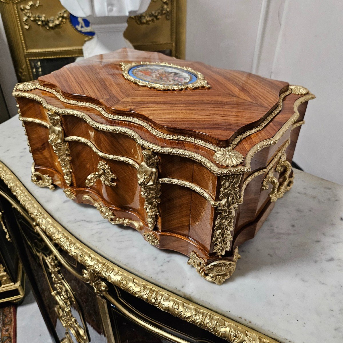 Important Boulle Ceremonial Box With Sèvres Plaque Napoleon III Period Napoleon 3-photo-4