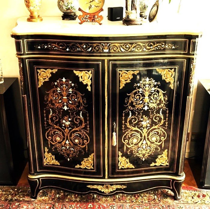 Two-door Sideboard In Boulle Marquetry Three Materials Napoleon III Period Napoleon 3