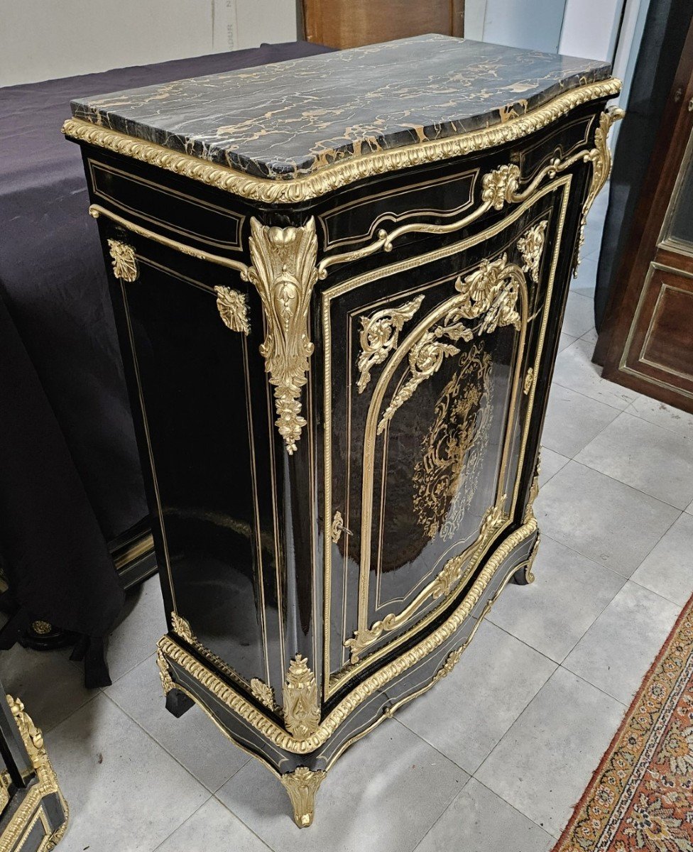 Rare Boulle Marquetry Sideboard Stamped Leys Napoleon III Period Napoleon 3-photo-2