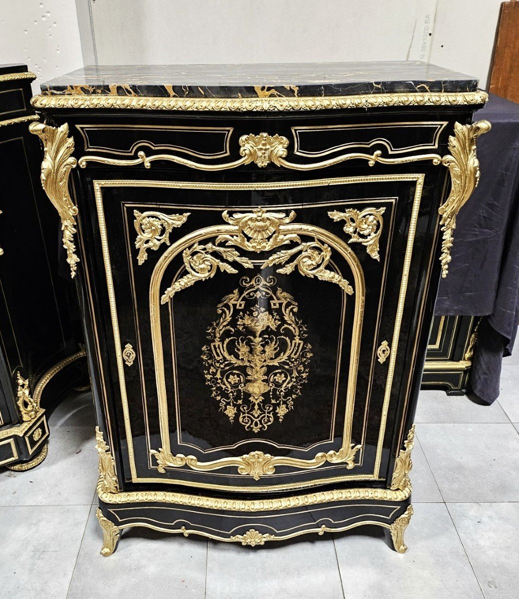 Rare Boulle Marquetry Sideboard Stamped Leys Napoleon III Period Napoleon 3-photo-4