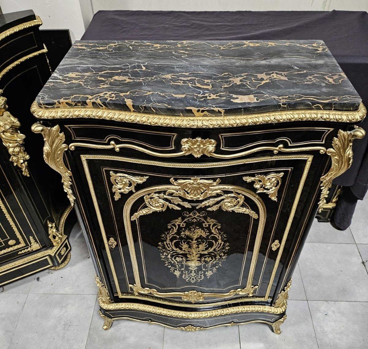 Rare Boulle Marquetry Sideboard Stamped Leys Napoleon III Period Napoleon 3-photo-4