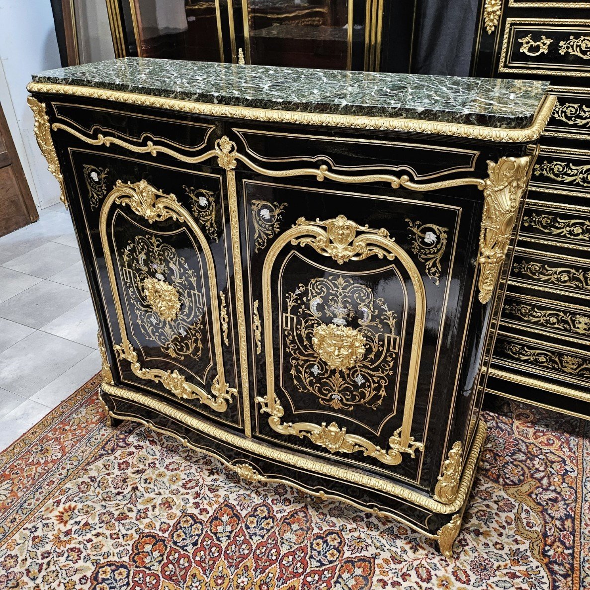 Two-door Sideboard In Boulle Marquetry Three Materials Napoleon III Period Napoleon 3-photo-2