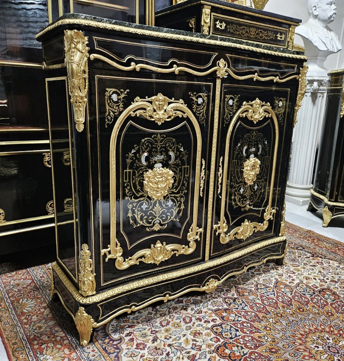 Two-door Sideboard In Boulle Marquetry Three Materials Napoleon III Period Napoleon 3-photo-3