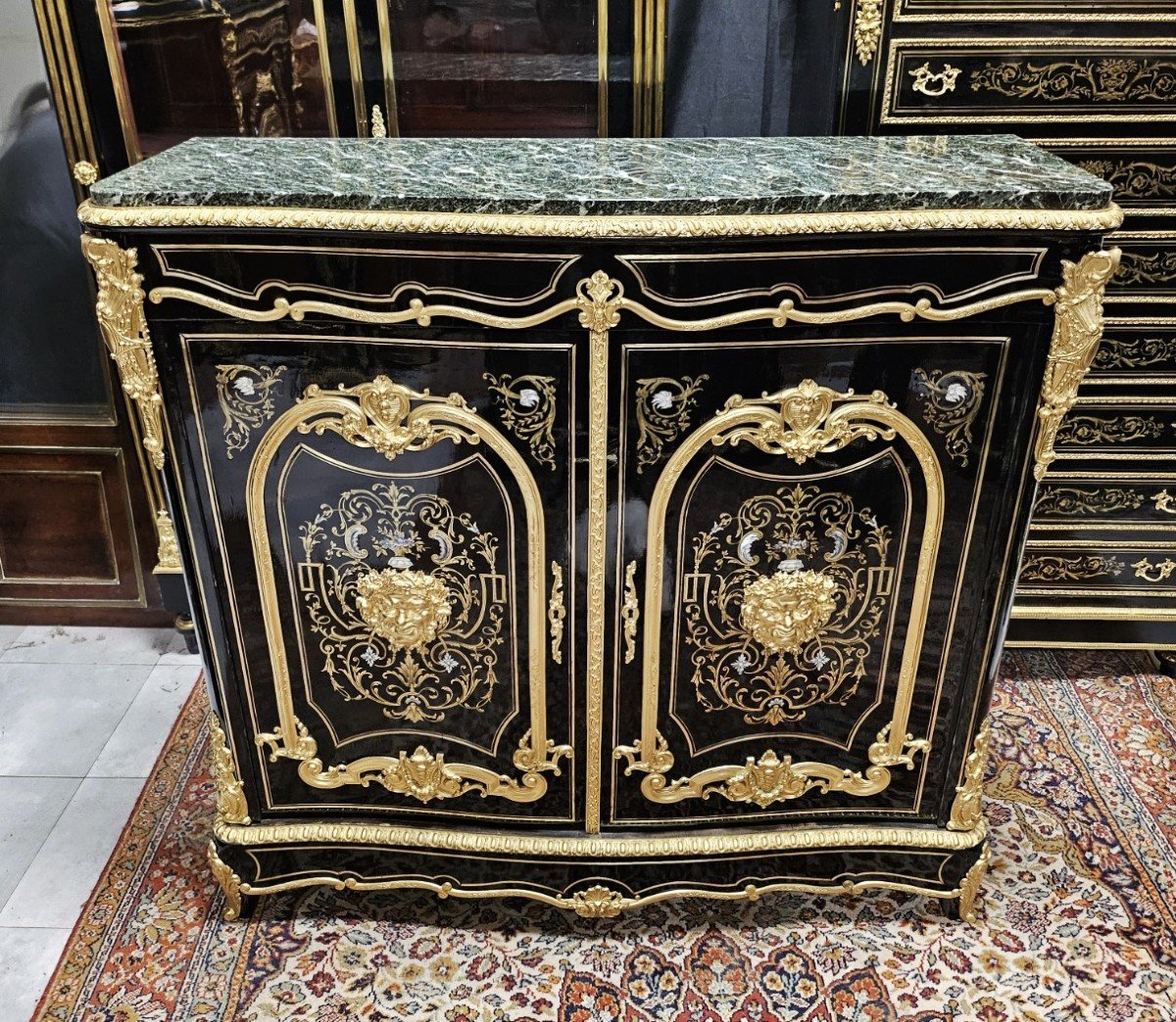 Two-door Sideboard In Boulle Marquetry Three Materials Napoleon III Period Napoleon 3-photo-4