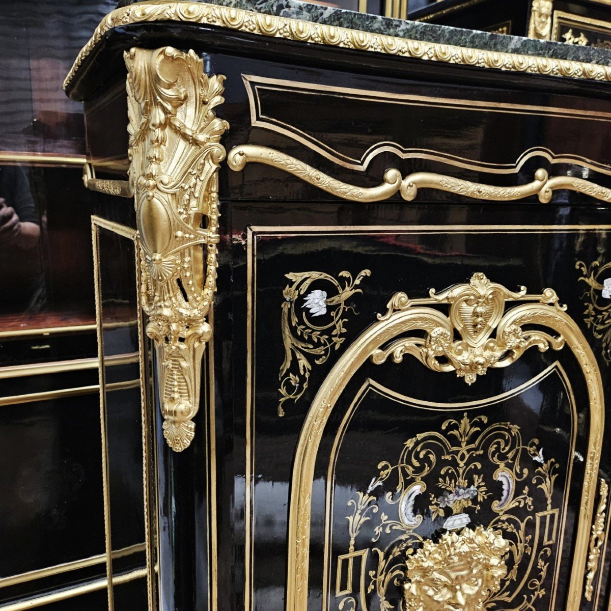 Two-door Sideboard In Boulle Marquetry Three Materials Napoleon III Period Napoleon 3-photo-7