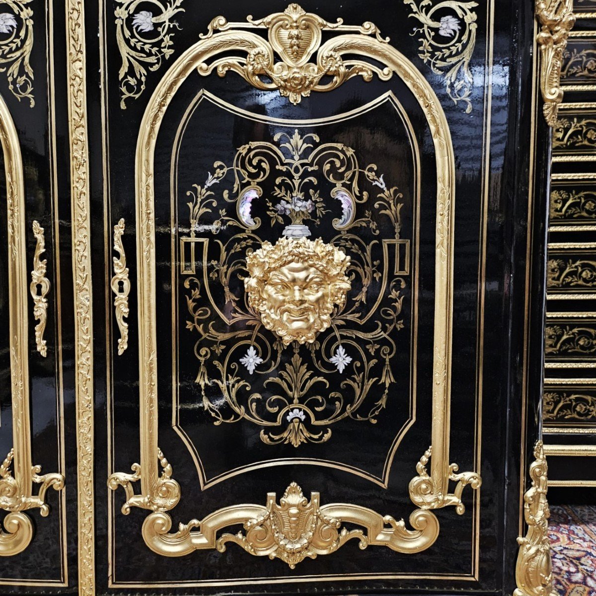 Two-door Sideboard In Boulle Marquetry Three Materials Napoleon III Period Napoleon 3-photo-8