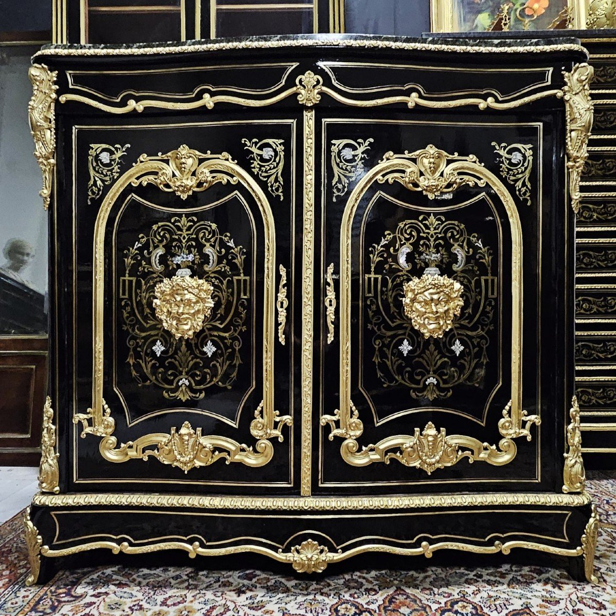 Two-door Sideboard In Boulle Marquetry Three Materials Napoleon III Period Napoleon 3