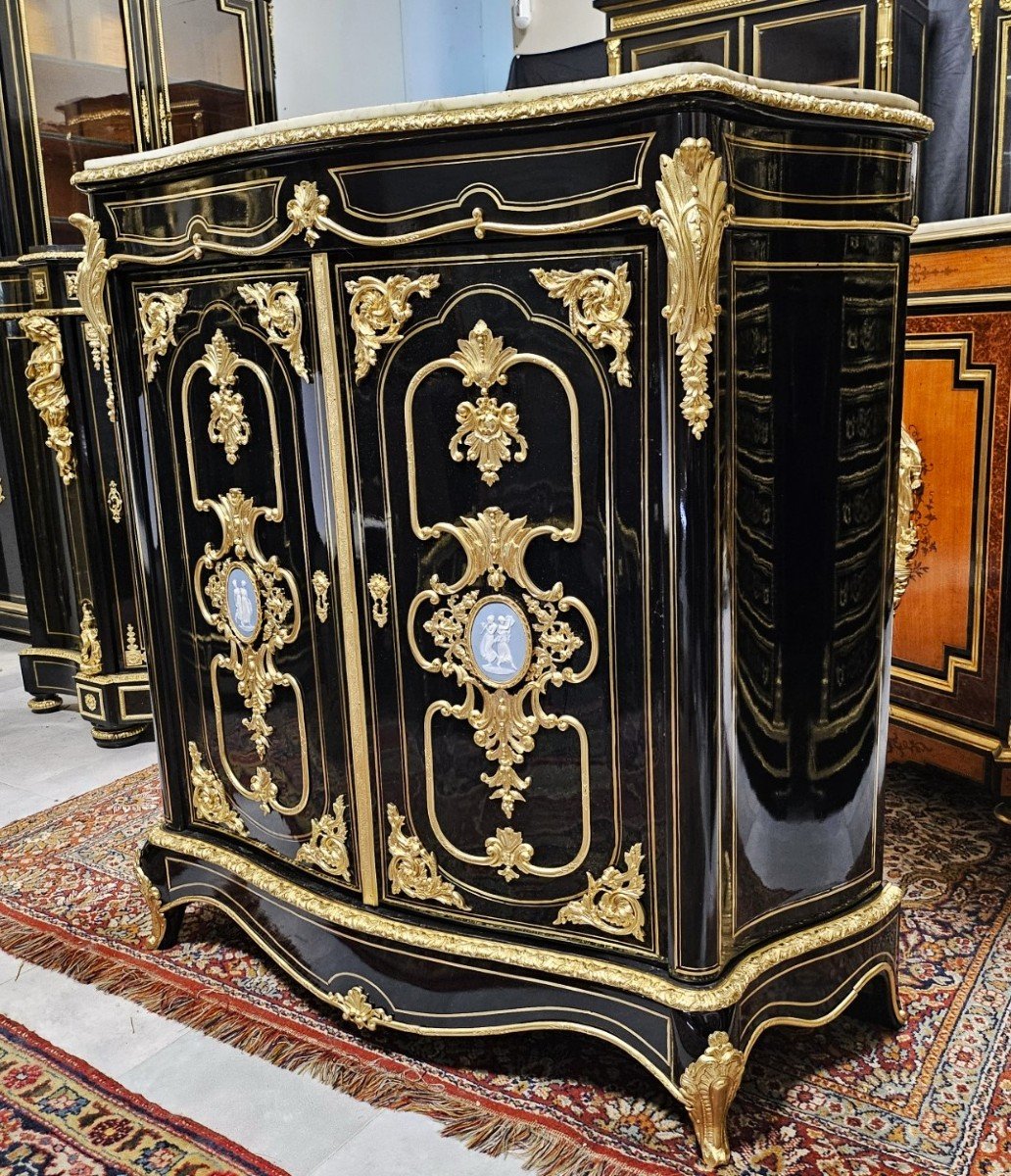 Rare Meuble d'Appui Deux Portes Marqueterie Boulle époque Napoléon III Napoleon 3-photo-3