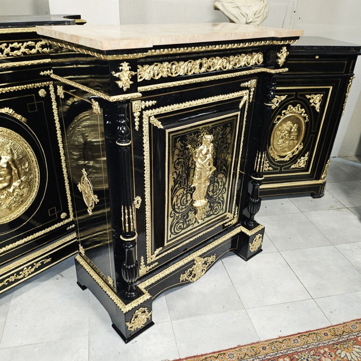 Single Door Sideboard In Boulle Marquetry Signed Diehl Napoleon III Period Napoleon 3-photo-2