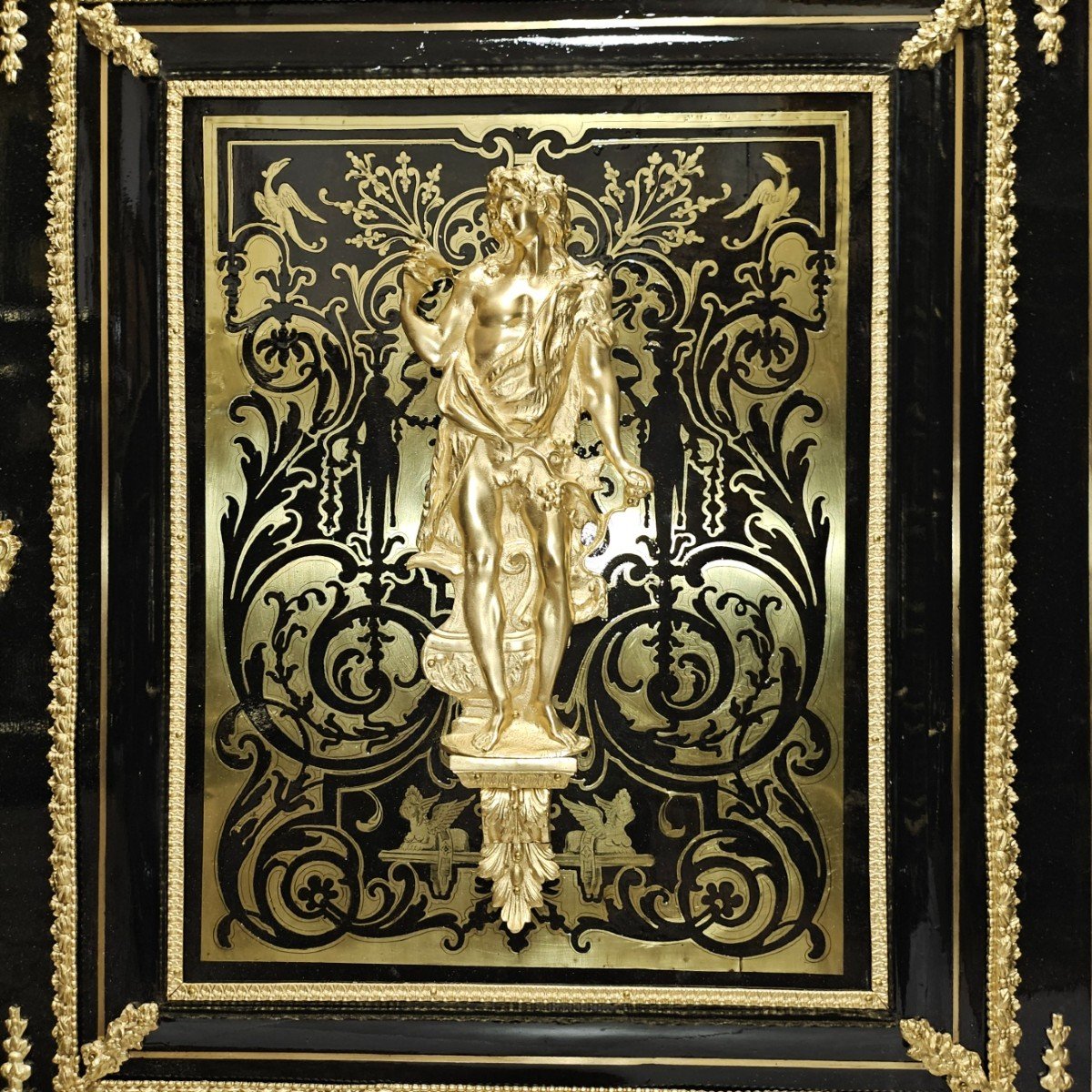 Meuble d'Appui à Une Porte En Marqueterie Boulle Signé Diehl époque Napoléon III Napoleon 3-photo-1