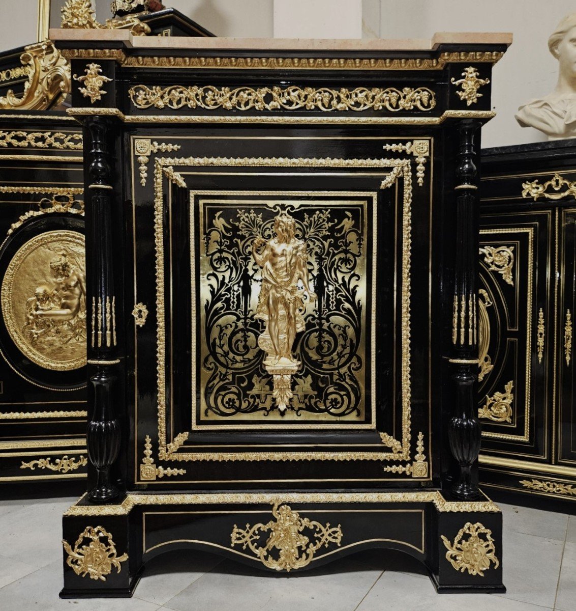 Meuble d'Appui à Une Porte En Marqueterie Boulle Signé Diehl époque Napoléon III Napoleon 3