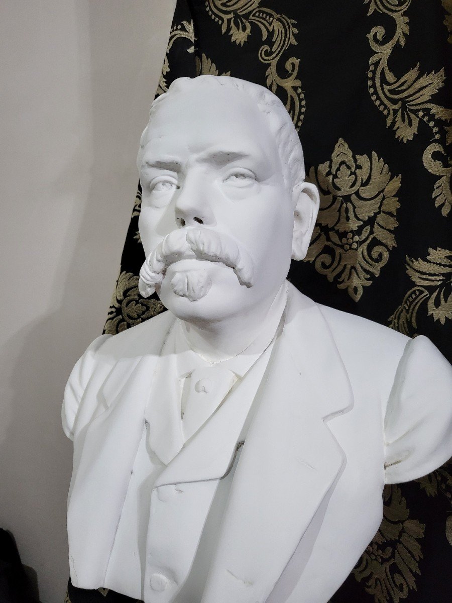 Large Bust In Patinated Plaster Signed A. Farré, Representing A Notable, Napoleon III Period-photo-2