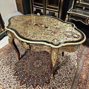 Beautiful Violin Table In Boulle Tortoiseshell Marquetry And Brass From The Napoleon III Period Napoleon 3