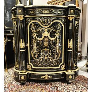 Important Curved Support Unit With Columns In Boulle Marquetry Napoleon III Period Napoleon 3