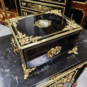 Large Box Or Box In Boulle Marquetry Signed Vervelle Napoleon III Period Napoleon 3