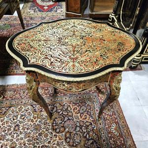 Rare Petite Table Violonée En Marqueterie Boulle époque Napoléon III Napoleon 3