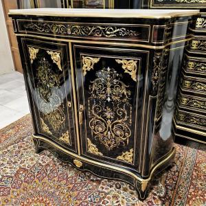 Curved Sideboard 2 Doors Boulle Marquetry Three Materials Napoleon III Period Napoleon 3