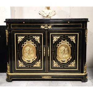 "diehl" Door Support Cabinet In Boulle Marquetry With Medallions, Napoleon III Period Napoleon 3