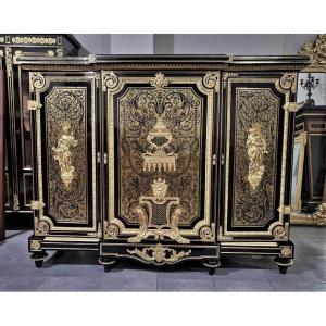 Large Support Cabinet Or Low Cabinet Signed Befort Boulle Marquetry Napoleon III Napoleon 3