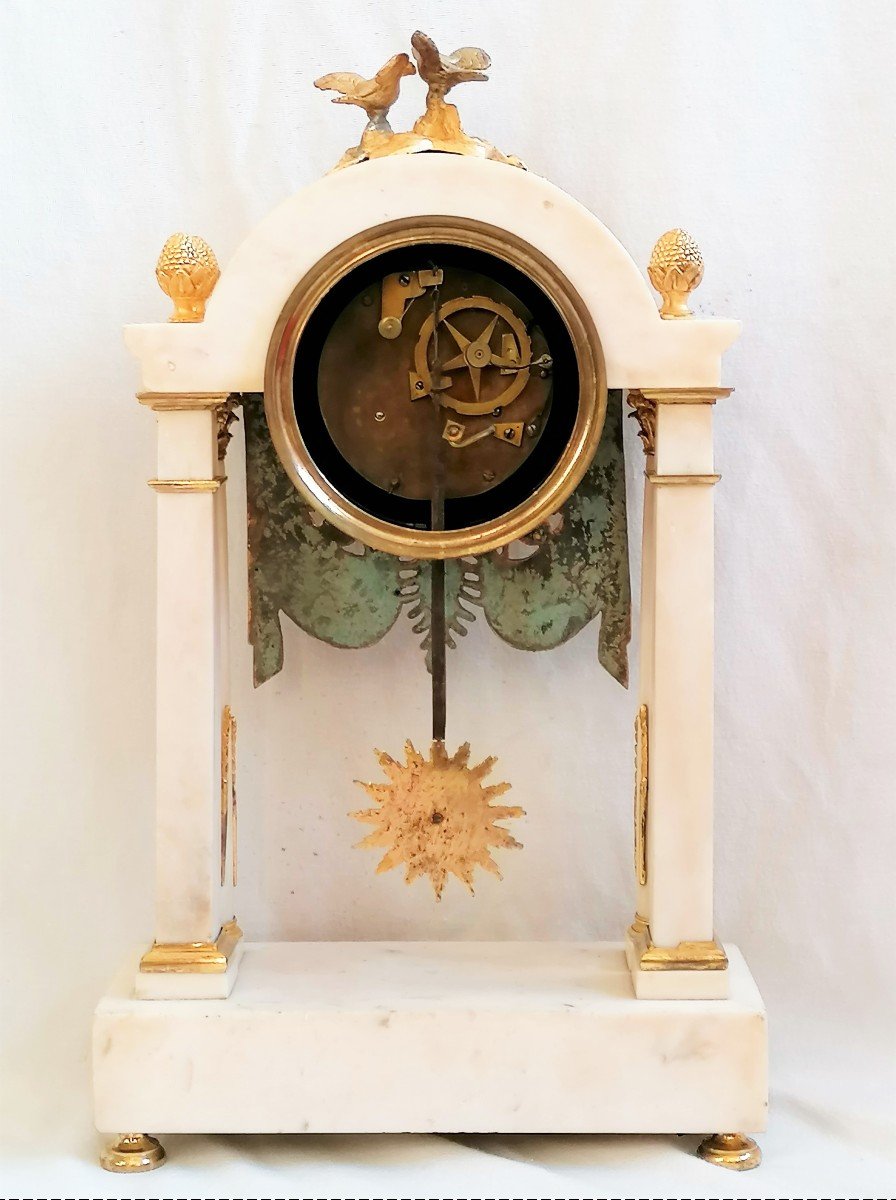 Louis XVI Period Marble & Gilt Bronze Portico Clock Signed Le Roi à Paris-photo-2