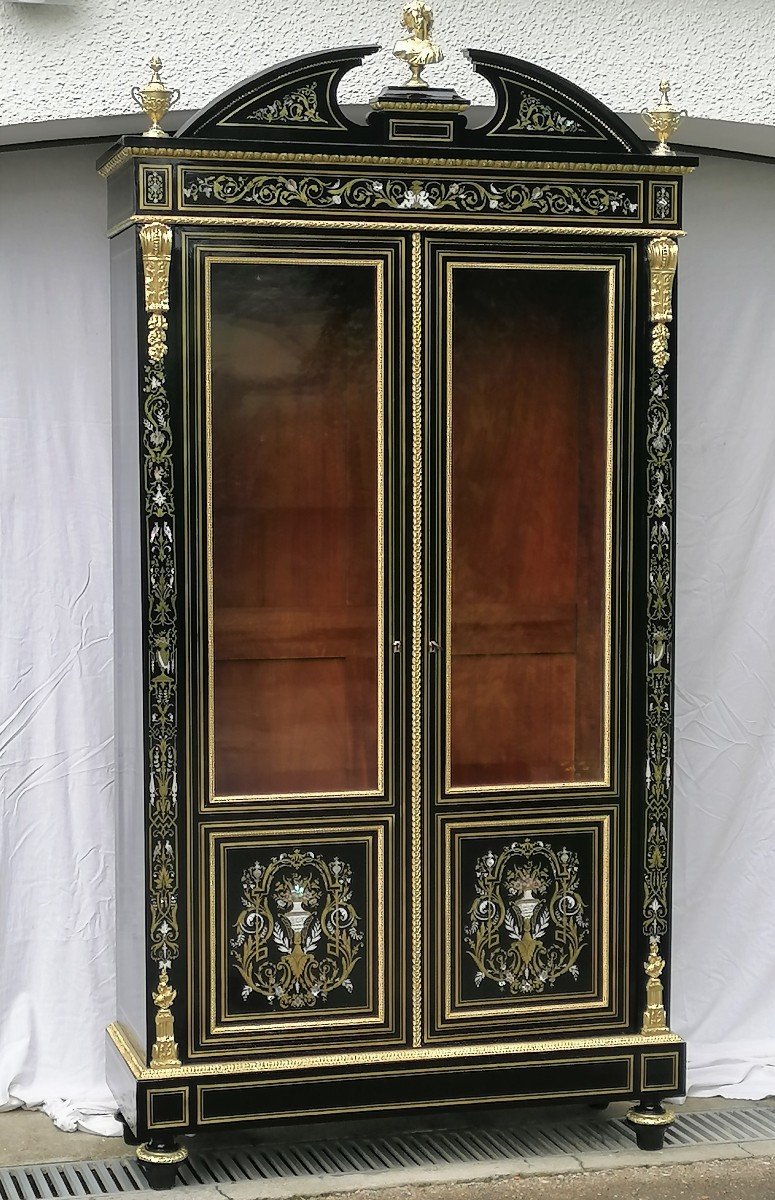 Proantic: Large Boulle Marquetry Library Showcase 3 Materials Napoleon