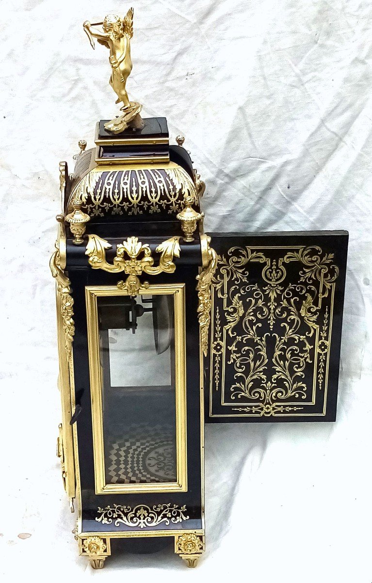 Cartel d'Applique Et Sa Console Marqueterie Boulle Napoléon Napoleon III-photo-4