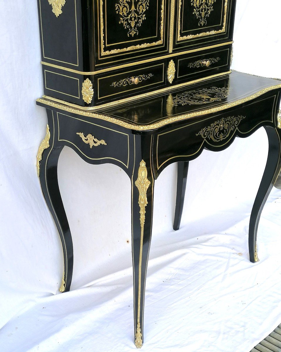 Bureau Bonheur Du Jour Boulle Marquetry Bronze Napoleon Napoleon III-photo-4