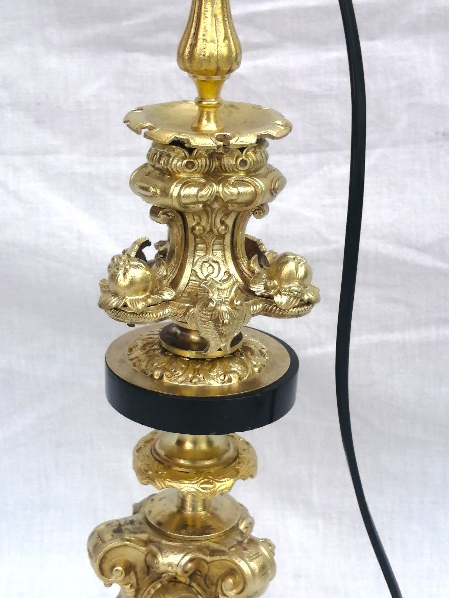 Pied De Lampe Candelabre aux cariatide Bronze & Marbre Napoleon Napoléon III-photo-2