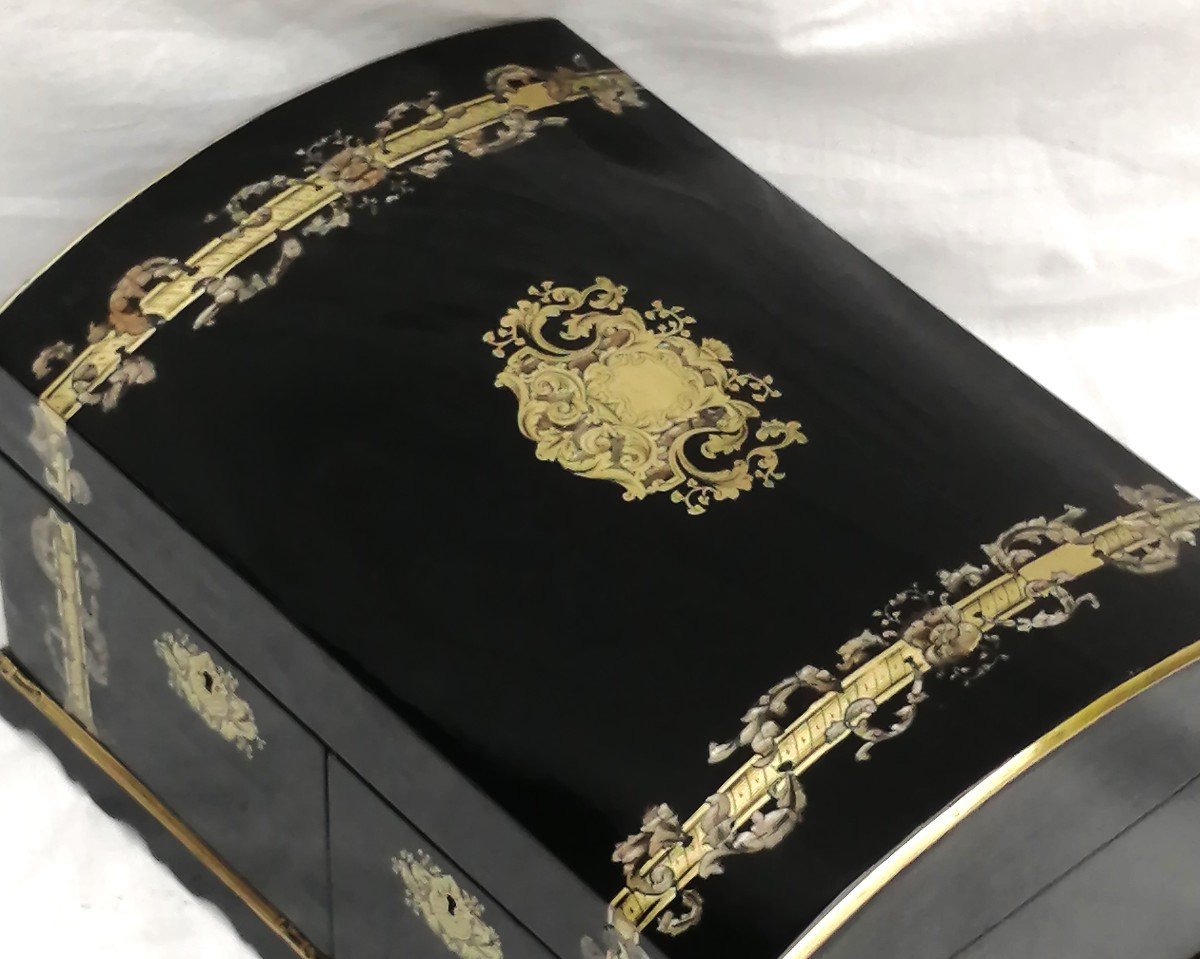 Large Boulle Marquetry Jewelry Box Napoleon Napoleon III-photo-3