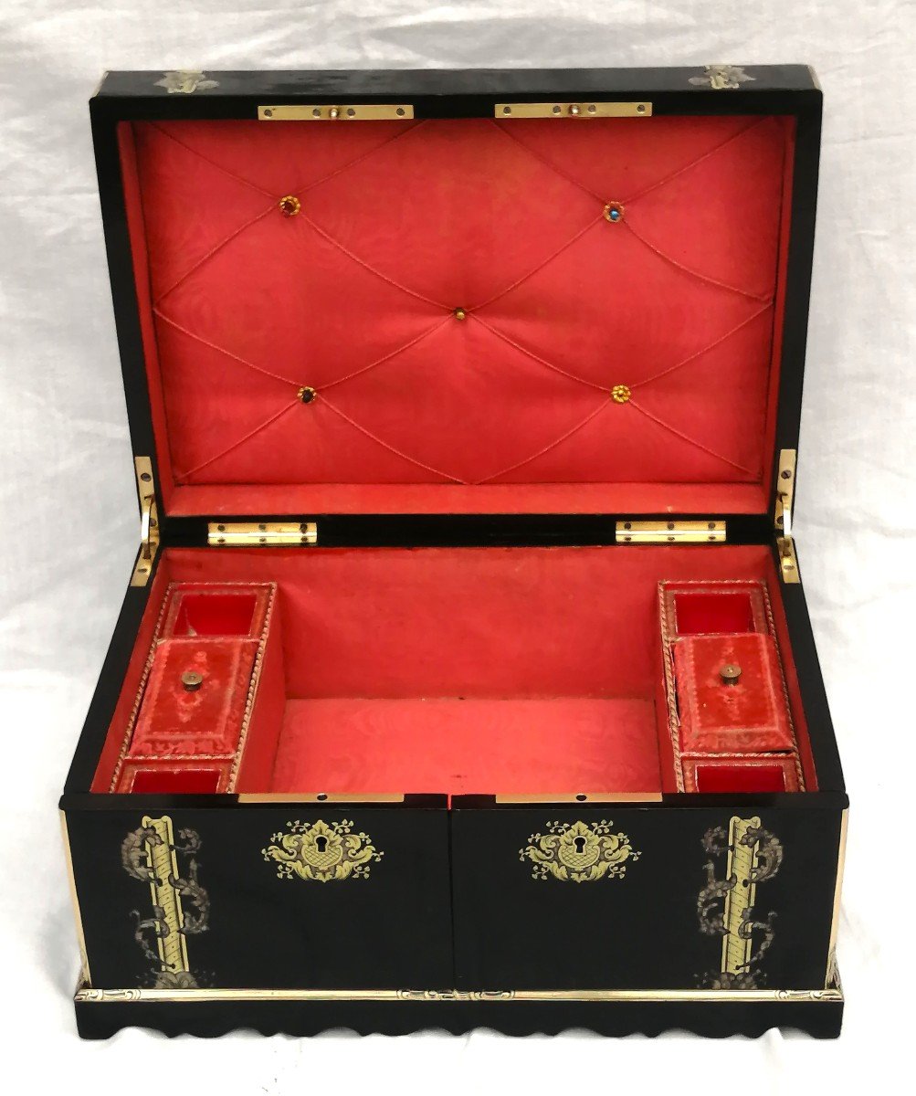 Large Boulle Marquetry Jewelry Box Napoleon Napoleon III