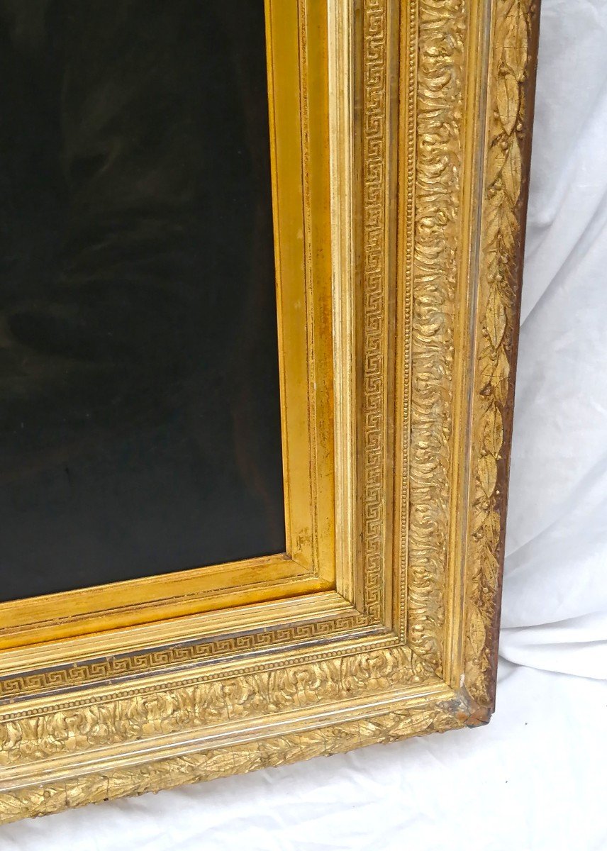 Large Portrait Oil On Canvas & Golden Structural Frame Napoleon Napoleon III-photo-3