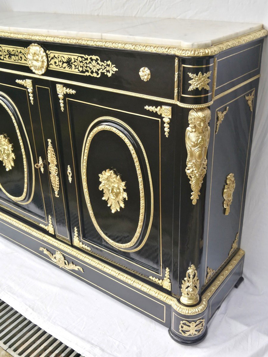 Large 2-door Sideboard With Boulle Marquetry Napoleon Napoleon III-photo-3