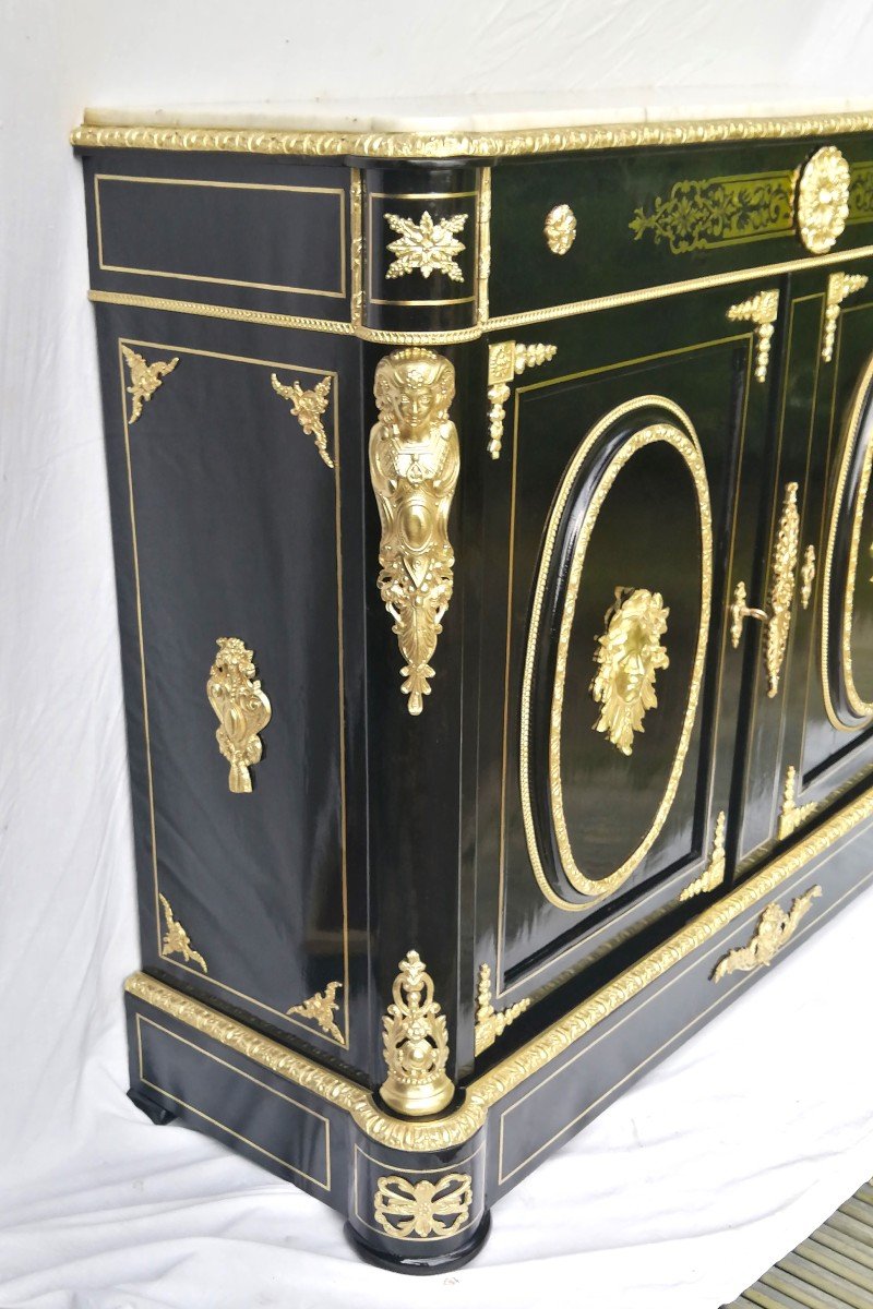 Large 2-door Sideboard With Boulle Marquetry Napoleon Napoleon III-photo-4