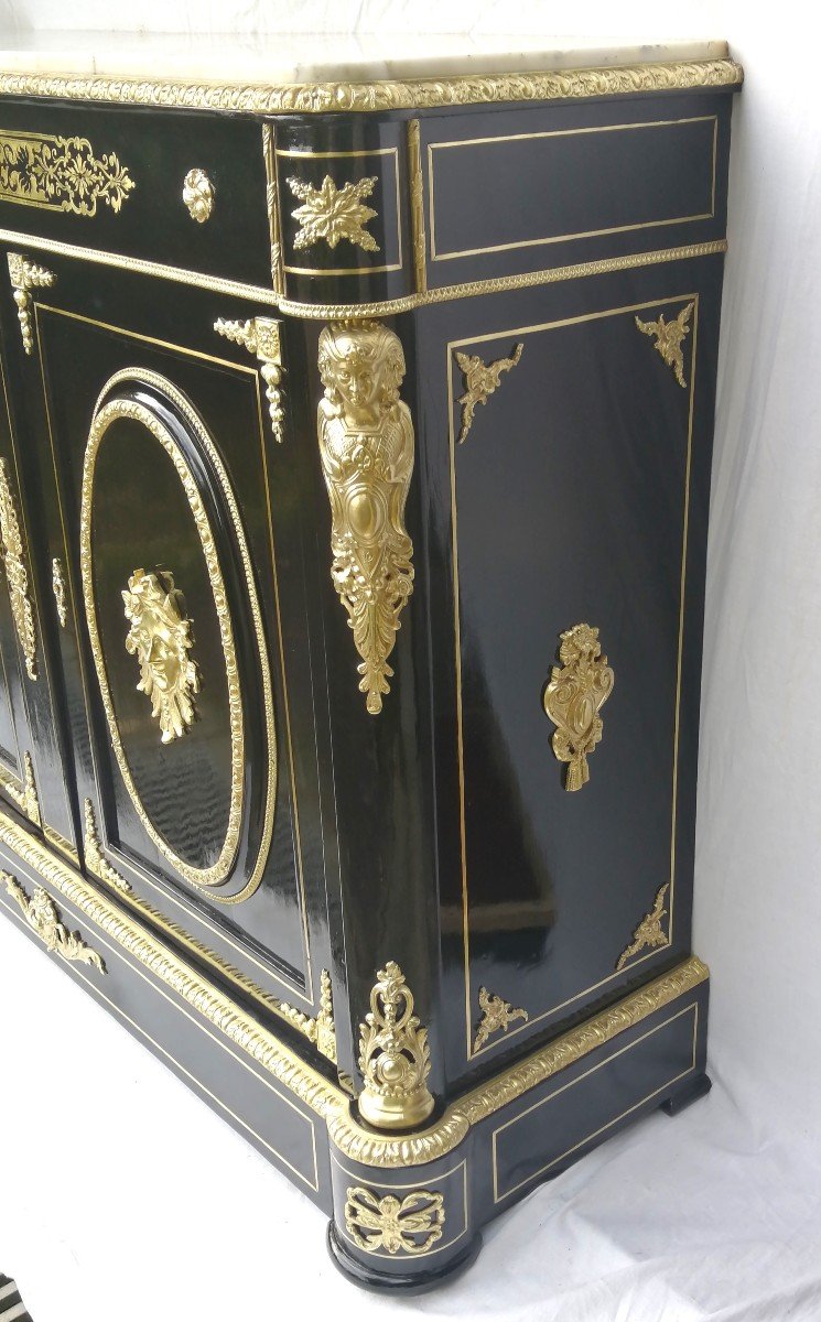 Large 2-door Sideboard With Boulle Marquetry Napoleon Napoleon III-photo-3