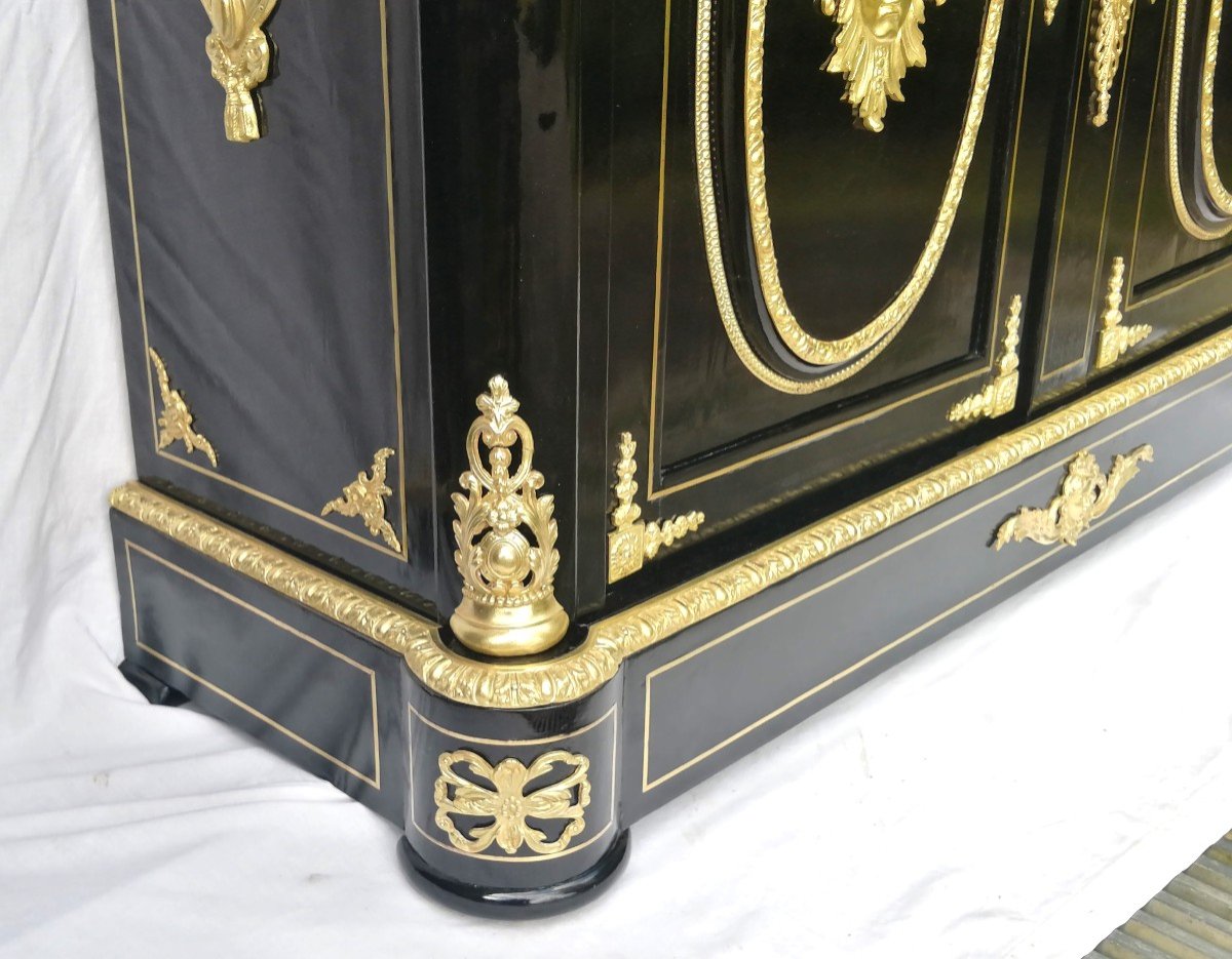 Large 2-door Sideboard With Boulle Marquetry Napoleon Napoleon III-photo-4