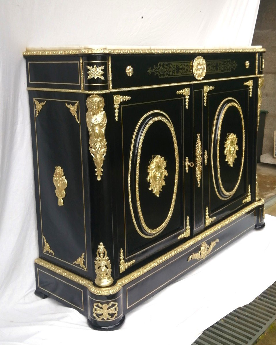 Large 2-door Sideboard With Boulle Marquetry Napoleon Napoleon III-photo-5