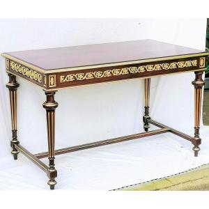 Flat Desk In Mahogany And Bronze Sormani Style Napoleon Napoleon 3